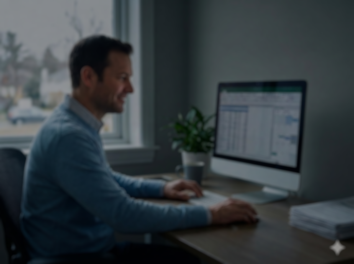 Therapist working on business aspects of his practice