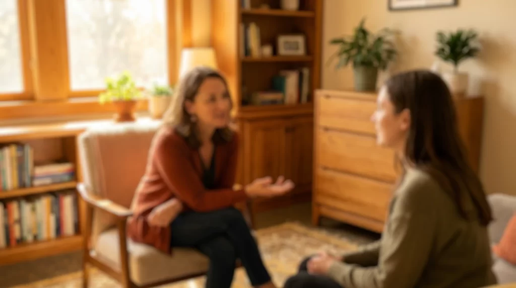 Therapist connecting with a young woman.